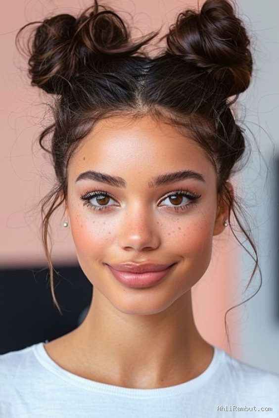 Photo by id.pinterest.com - Panduan Styling Rambut Space Buns untuk Tampil Keren di Festival